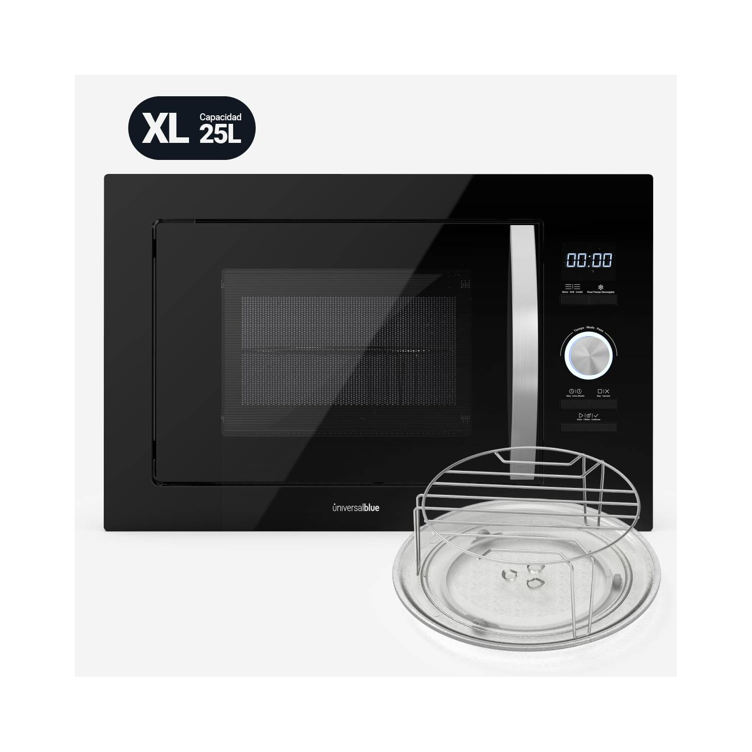 Microondas Libre Instalación - UNIVERSALBLUE SPEEDYBAKE-PLUS, 700 W, Cristal Negro