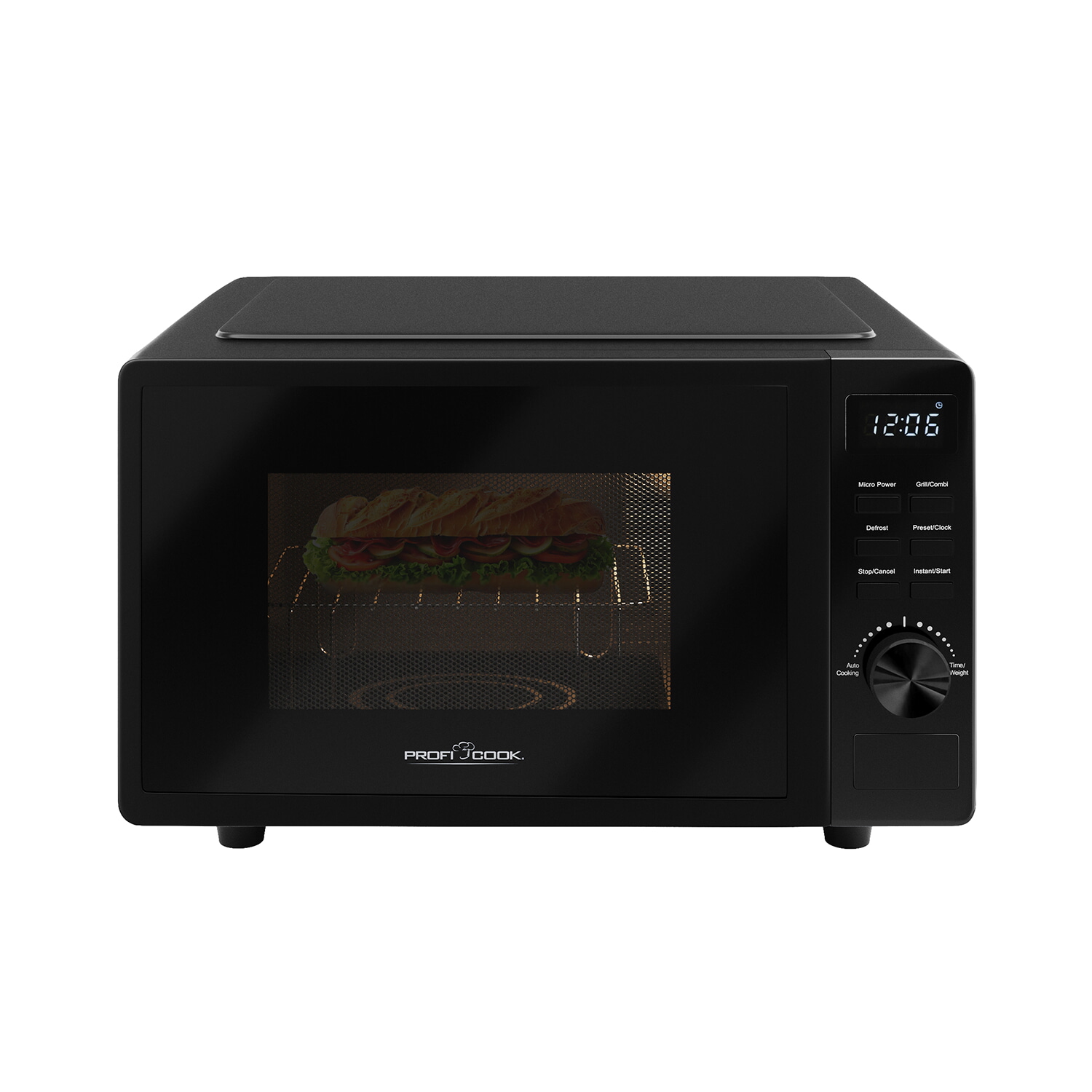 Microondas - PROFICOOK PC-MWG 1278, 1150 W, 5 potencia, Negro