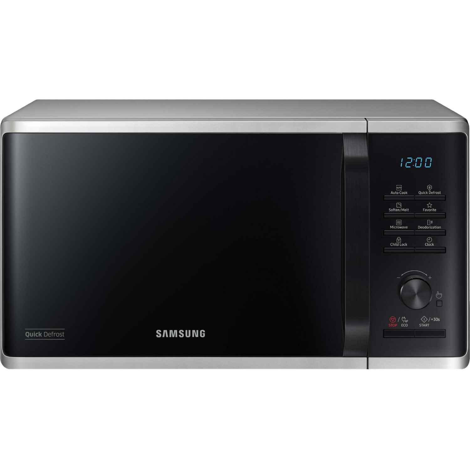 Microondas - SAMSUNG MS23B3515AS, 800 W, 23 l, Negro, Gris