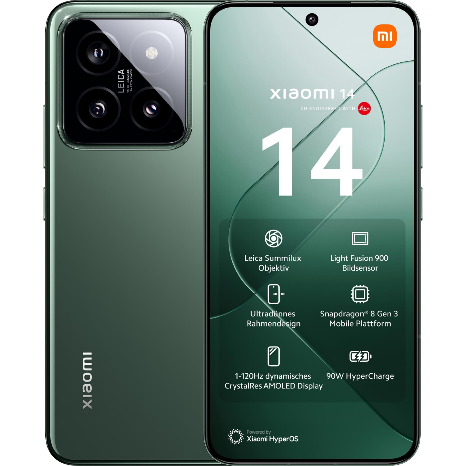 XIAOMI XIAOMI 14 6.36P/5G/8N/12+512GB/GR, Verde, Móvil Android, 512 GB, 12 GB RAM, 6,36 ' AMOLED 120Hz, Snapdragon 8 Gen 3, 4,610 mAh