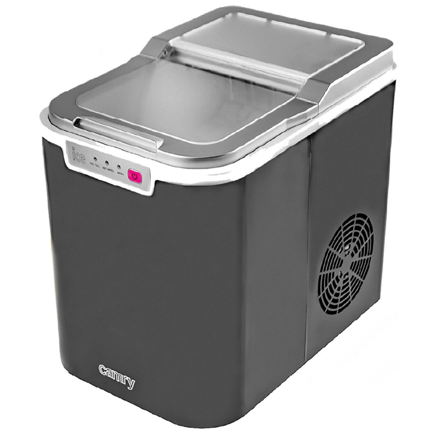 Máquina de cubitos de hielo - CAMRY CR 8073, Máquina Cubitos Hielo, 12 kg Hielo en 24 h, Listo en 10 minutos, Depósito 2,2 L, Silencios, 100 W, 2,2 l, Negro/Gris