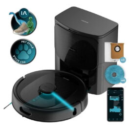 Robot aspirador - CECOTEC Conga 9990 AI Spin Revolution Ultra Power Home, 1000 W, Depósito 500 ml, Autonomía 120 min, Negro