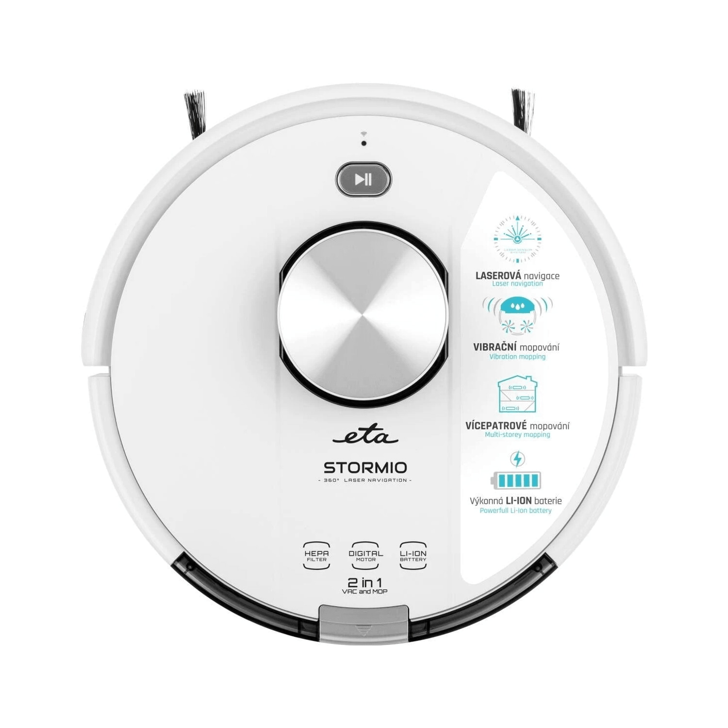 Robot aspirador - ETA Stormio, 14,4 W, Depósito 0,6 l, Autonomía 120 min, Blanco