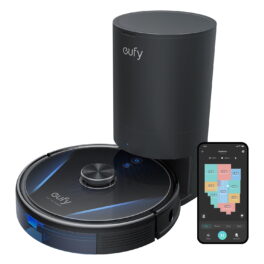 Robot aspirador - EUFY RoboVac LR30 Hybrid+, 14,4 V, Potencia de succión 3000 kPa, Depósito 0,2 l, Autonomía 145 min, Negro