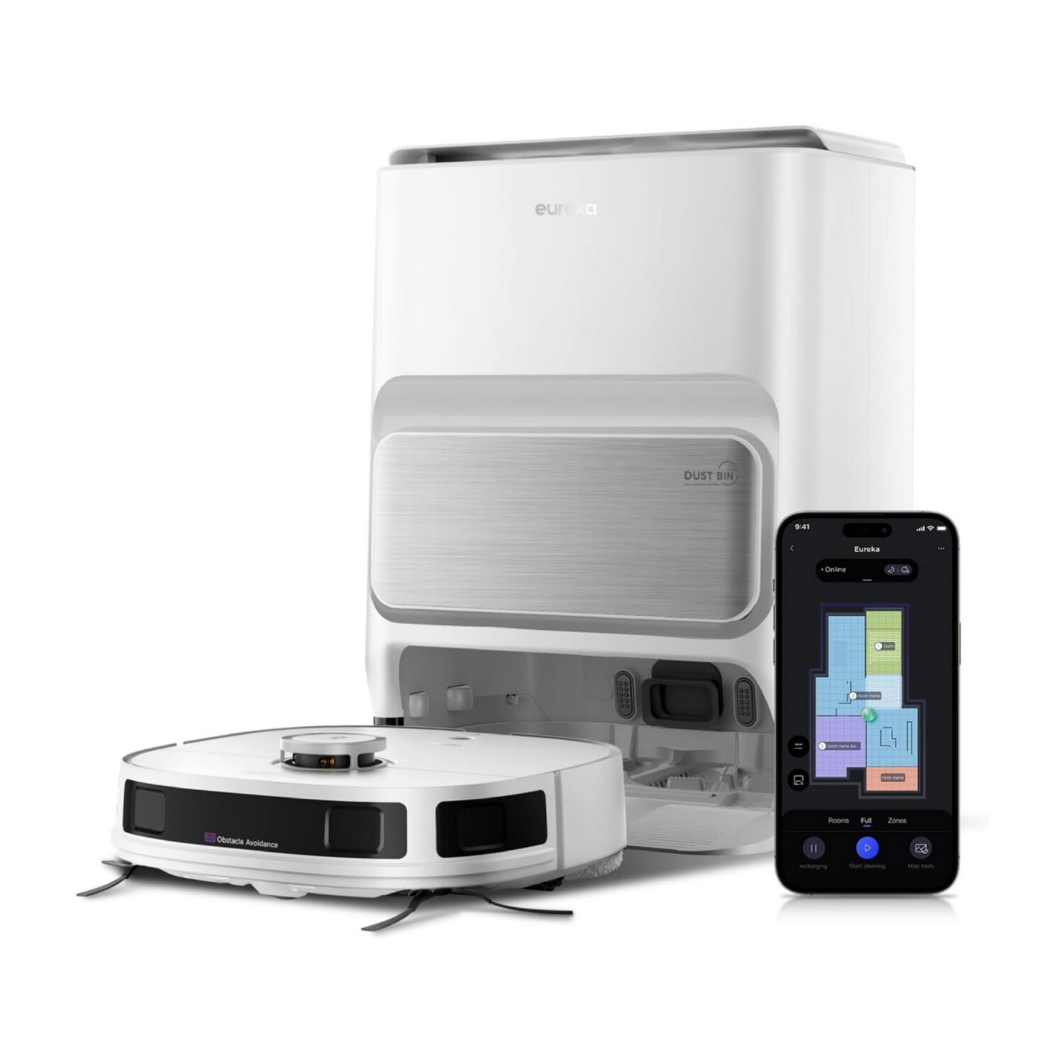 Robot aspirador - EUREKA J12 Ultra-EU-VD, 65 W, Depósito 3 l, Autonomía 2 h y 30 min, Negro