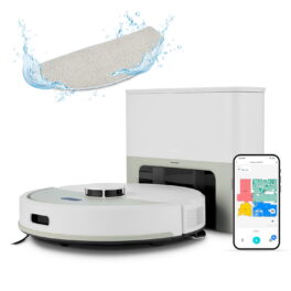 Robot aspirador - MEDION 50079202A1, 0 W, Potencia de succión 5000 Pa, Depósito 250 ml, Autonomía 180 min, Blanco