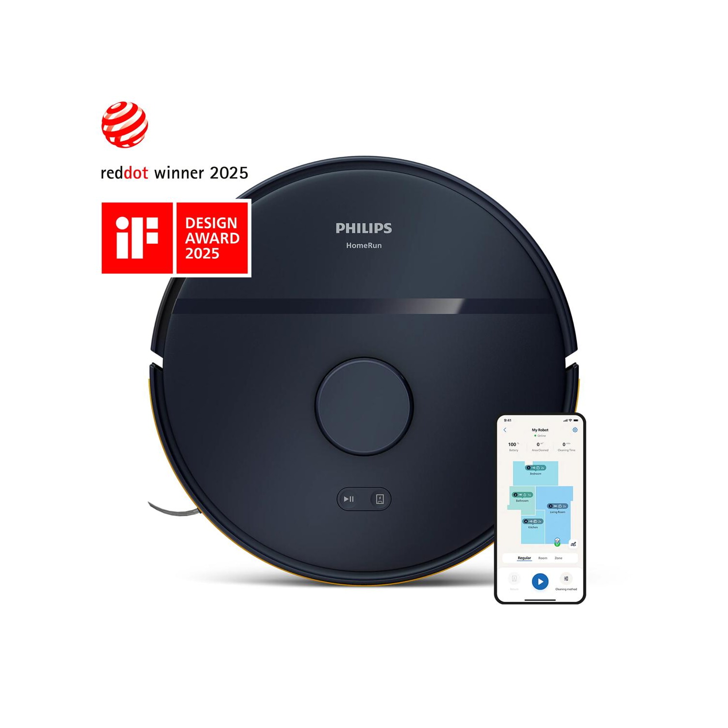 Robot aspirador - PHILIPS XU2000/15, 15 W, Potencia de succión 6000 kPa, Depósito 0,38 l, Autonomía 1 min, Negro
