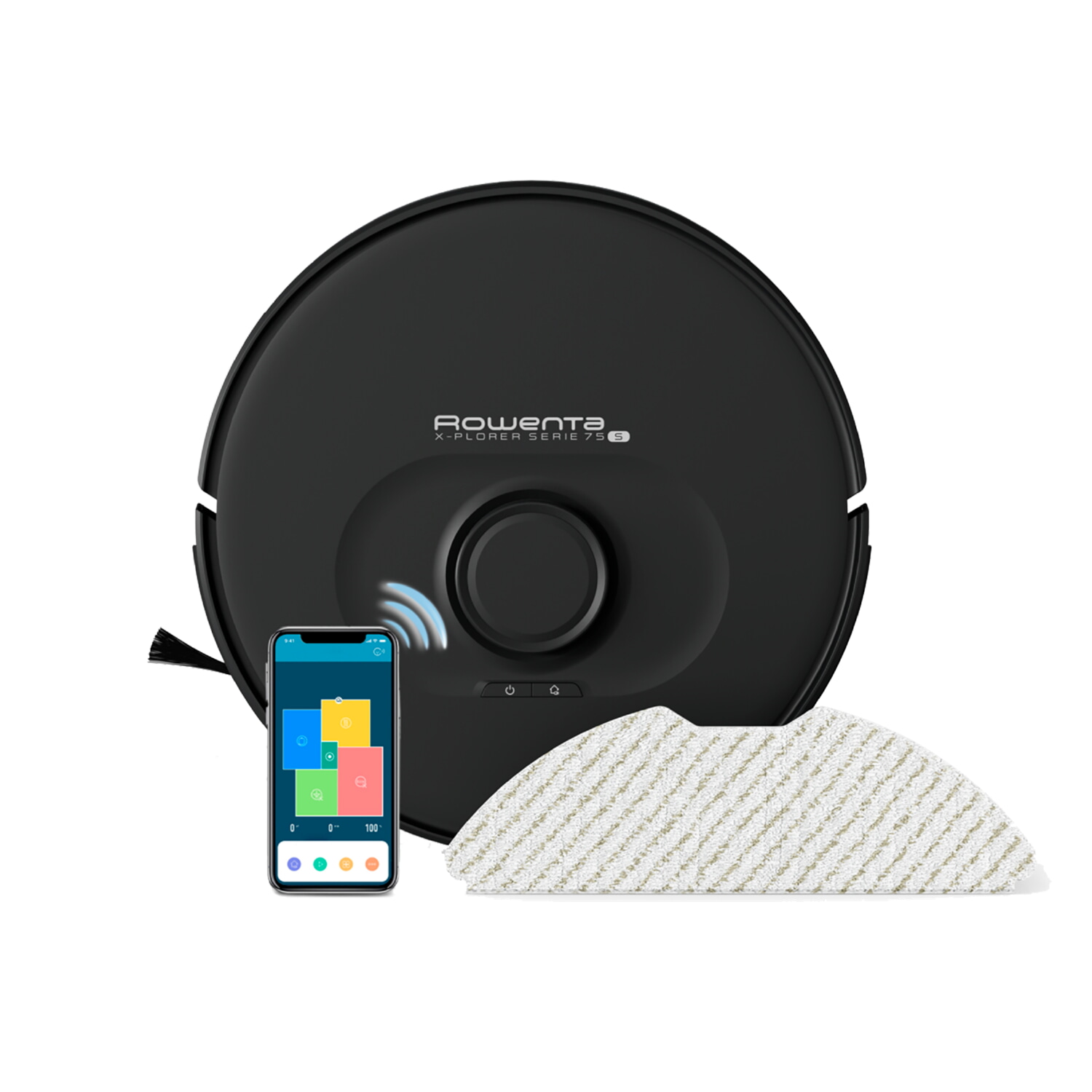 Robot aspirador - ROWENTA RR8575WH, 8575 W, Potencia de succión 2,7 kPa, Depósito 4,1 l, Autonomía 120 min, Negro