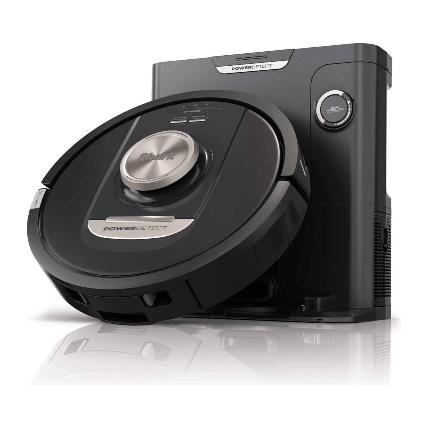 Robot aspirador - SHARK PowerDetect RV2820VEEU, 650 W, Depósito 0,23 l, Autonomía 110 min, Negro Plata