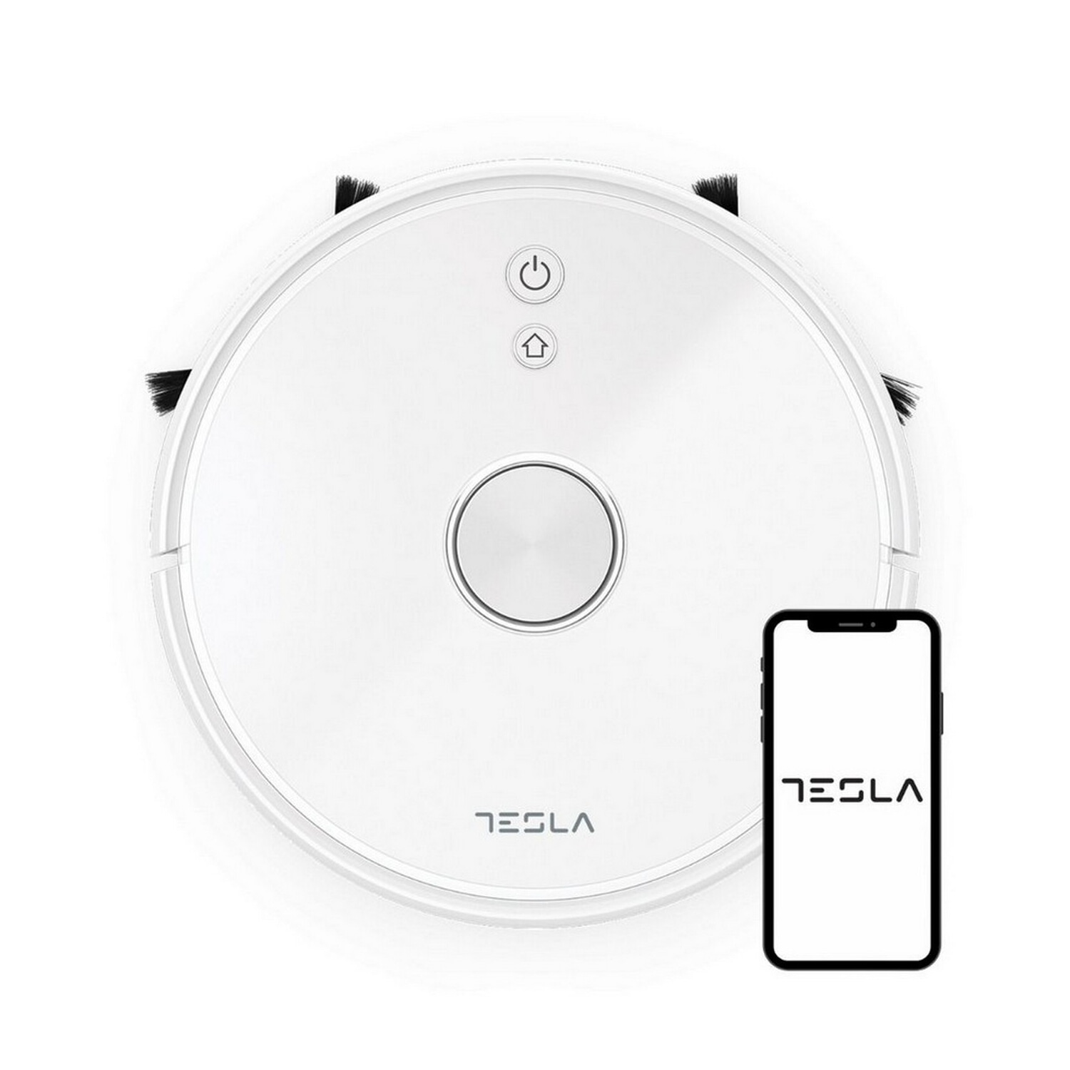 Robot aspirador - TESLA VCR600W, 14,4 V, Potencia de succión 3000 kPa, Depósito 0,6 l, Autonomía 120 min, Blanco