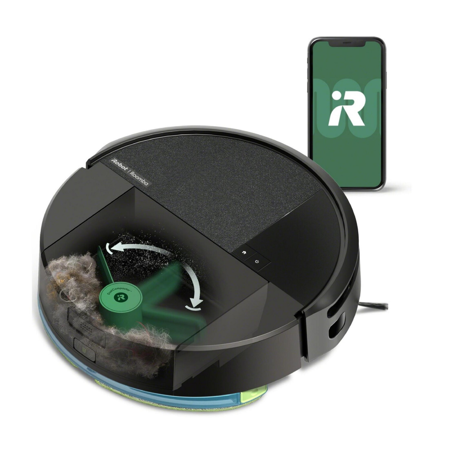 Robot friegasuelos - IROBOT L121040 205 COMBO DUSTCOMPACTOR, 120 W, Potencia de succión 7 kPa, Depósito 1,82 l, Autonomía 3h, Negro