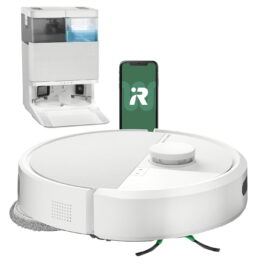 Robot friegasuelos - iRobot Roomba Plus 405 Combo, 295 ml Depósito Polvo, 3l Depósito Agua Base, 3h Autonomía, Blanco