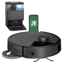 Robot friegasuelos - iRobot Roomba Plus 505, 295 ml Depósito Polvo, 3l Depósito Agua Base, 3h Autonomía, Negro