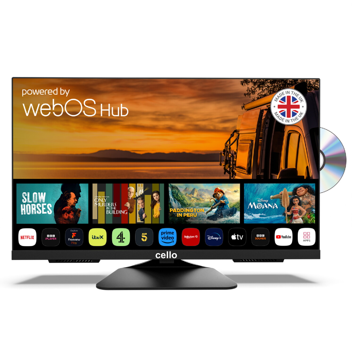 TV LED 24' - CELLO C2425WSFTRAVPB, HD-ready, Smart TV, Negro