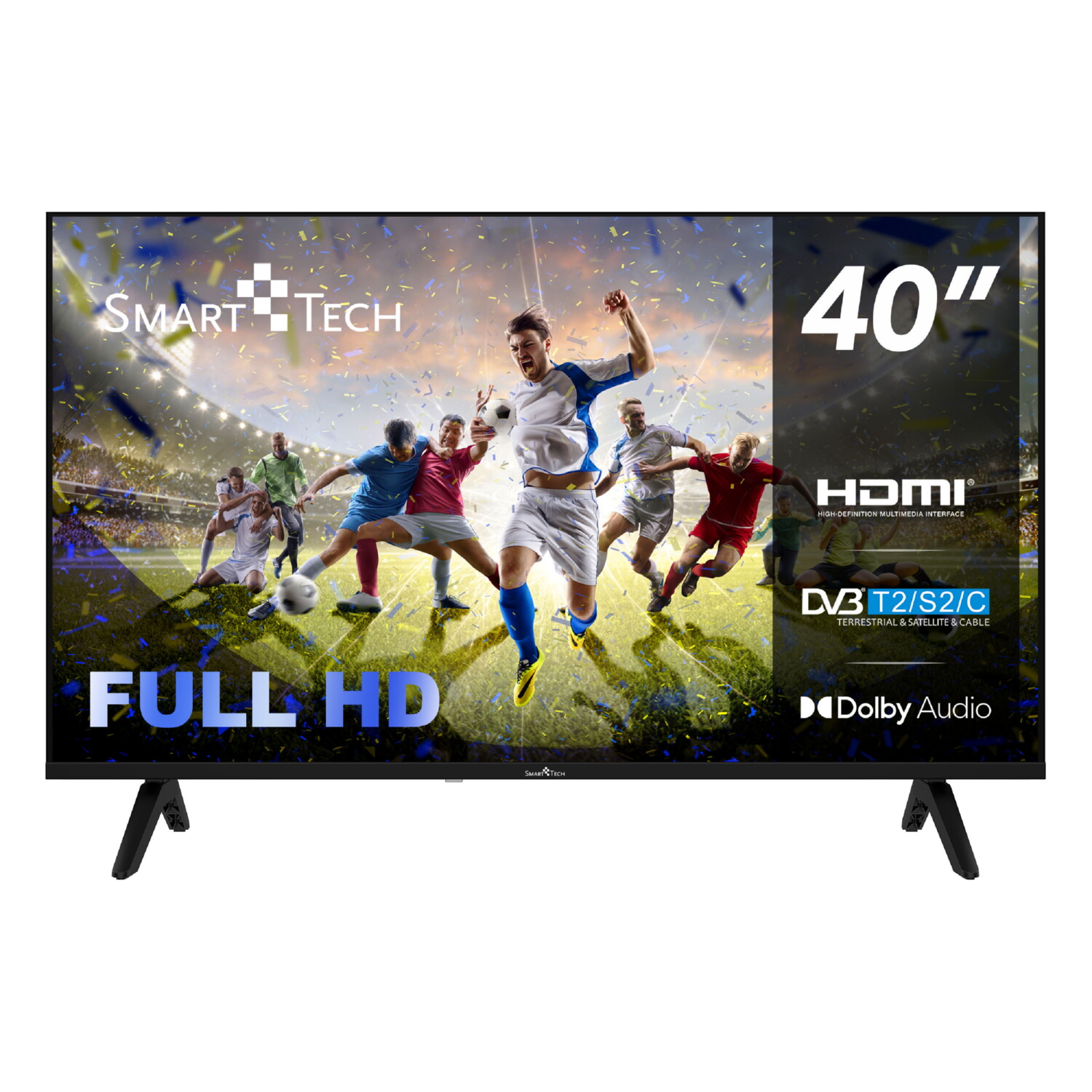 TV LED 40' - SMART TECH 40FH01K, Full-HD, Smart TV, DVB-T2 (H.265), Negro