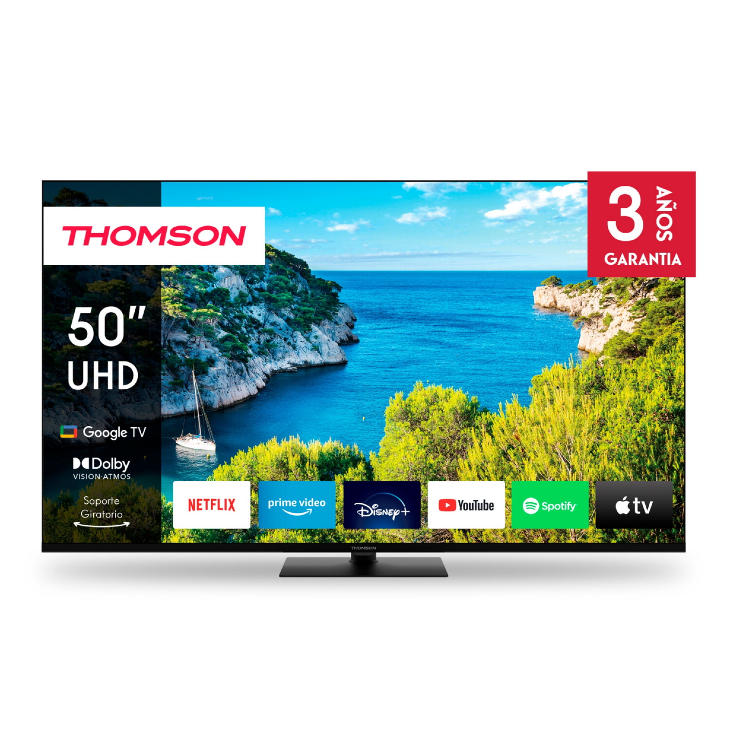 TV LED 50' - THOMSON Smart TV 50UG5C14, UHD 4K, CA75@1.3Ghz + A53@1.15GHz, Smart TV, DVB-T2 (H.265), Negro