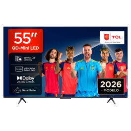 TV QD-Mini LED 55' - TCL 55P8L, UHD 4K, TCL AiPQ Processor, Smart TV, DVB-T2, Dolby Vision·Atmos, 144Hz, Google TV, Negro
