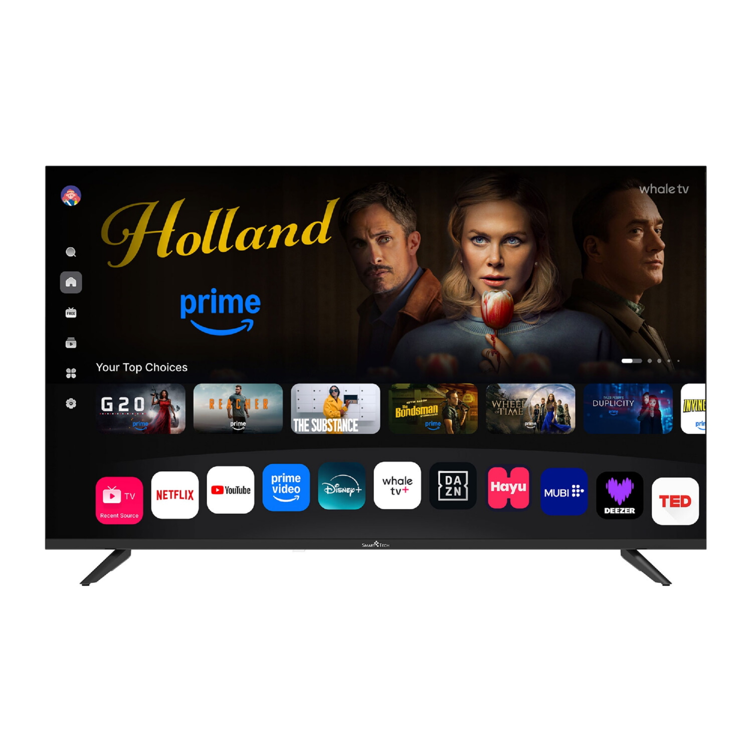 TV QLED 43' - SMART TECH 43QH02V 43' QLED UHD 4K Smart TV Whale OS, QLED 4K, Quad core ARM Cortex-A55 1.9GHz, Smart TV, DVB-T2 (H.265), Negro
