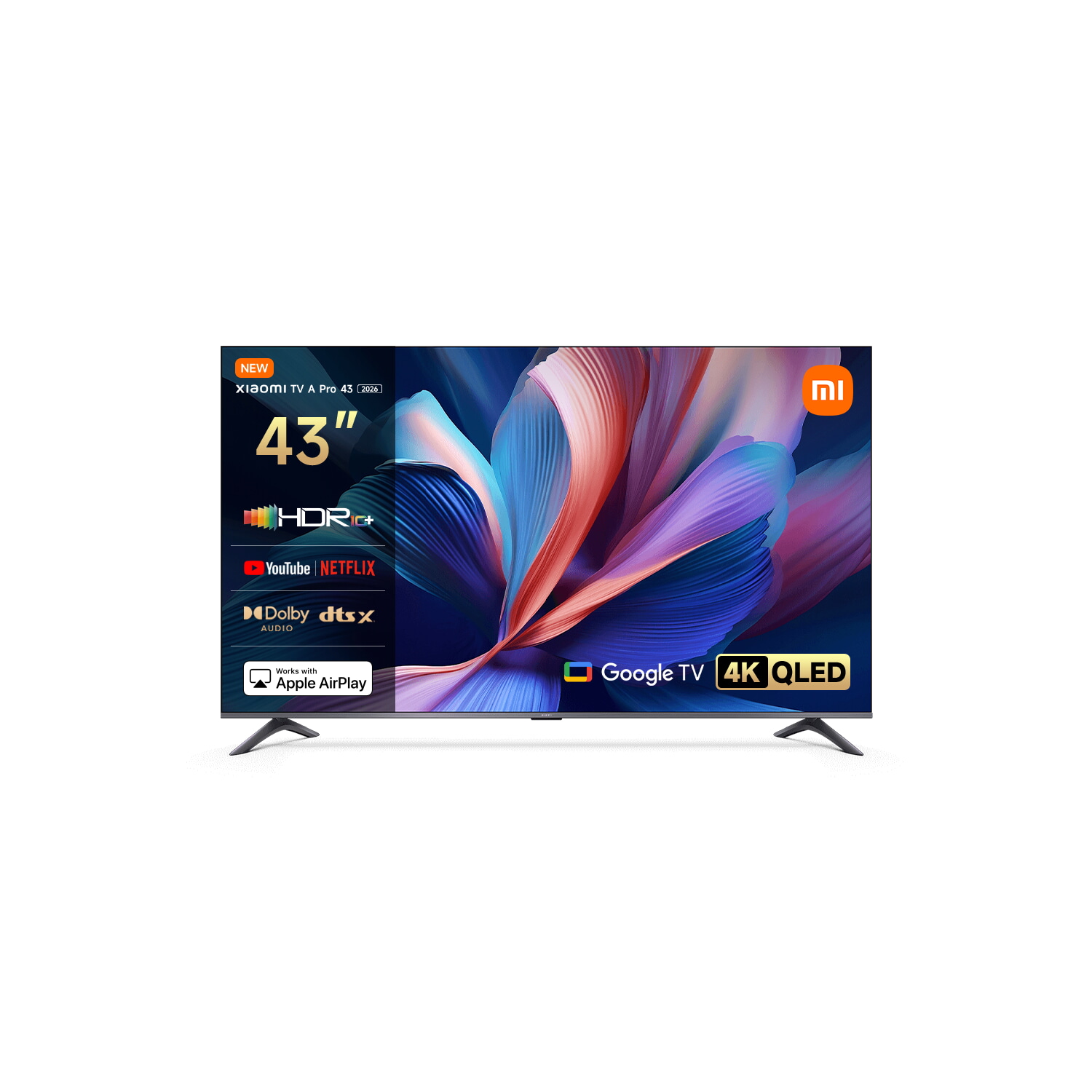 TV QLED 43' - Xiaomi 43 A PRO, QLED 4K, Quad cortex A55, Smart TV, Google TV, Negro