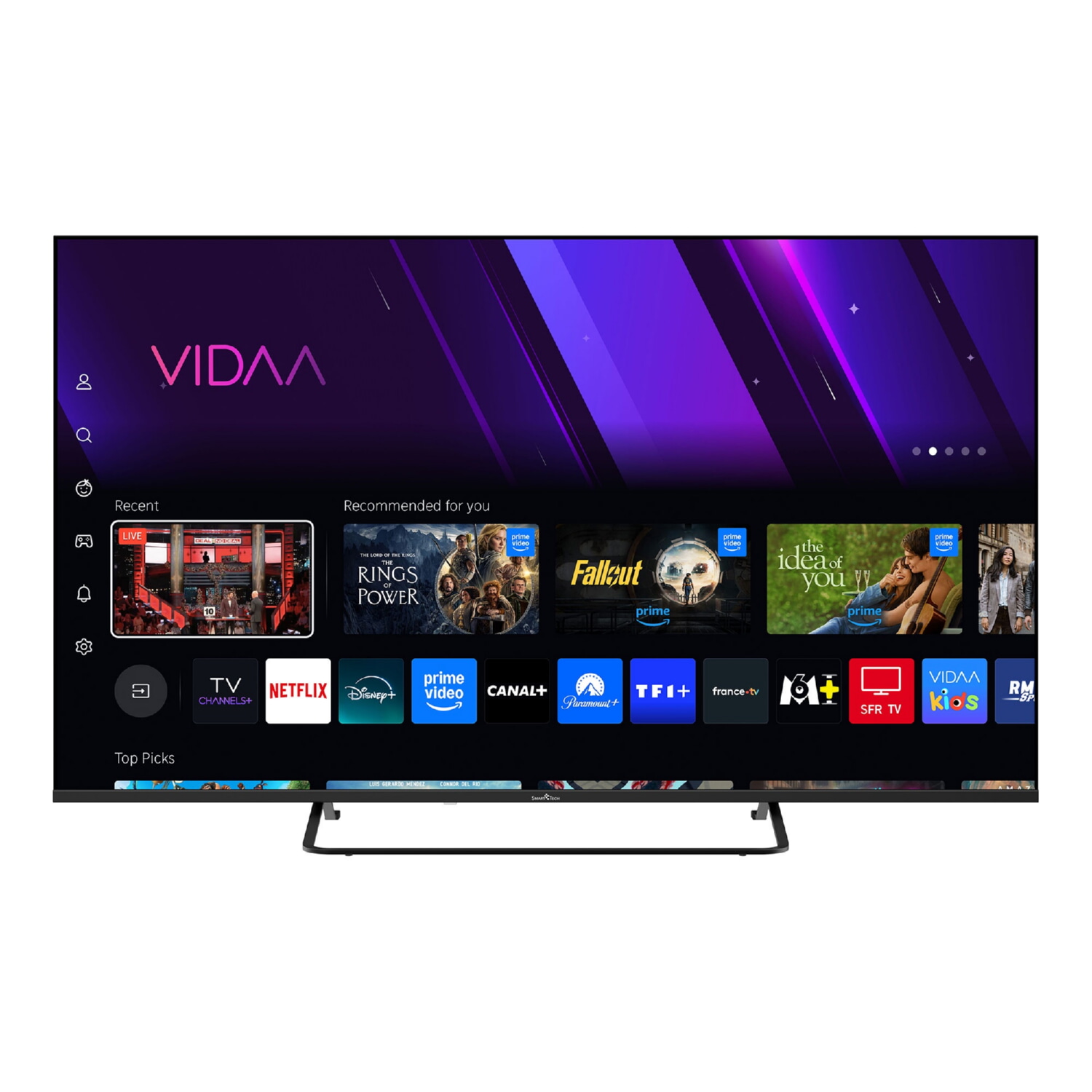 TV QLED 50' - SMART TECH 50QV02K, QLED 4K, ARM cortex –CA75*2+CA55*2, Smart TV, DVB-T2 (H.265), Negro