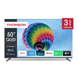 TV QLED 50' - THOMSON Smart TV 50' QLED Google TV, UHD 4K, CA75x2&1.3GHz + CA55x2&1.15GHz, Smart TV, DVB-T2 (H.265), Negro