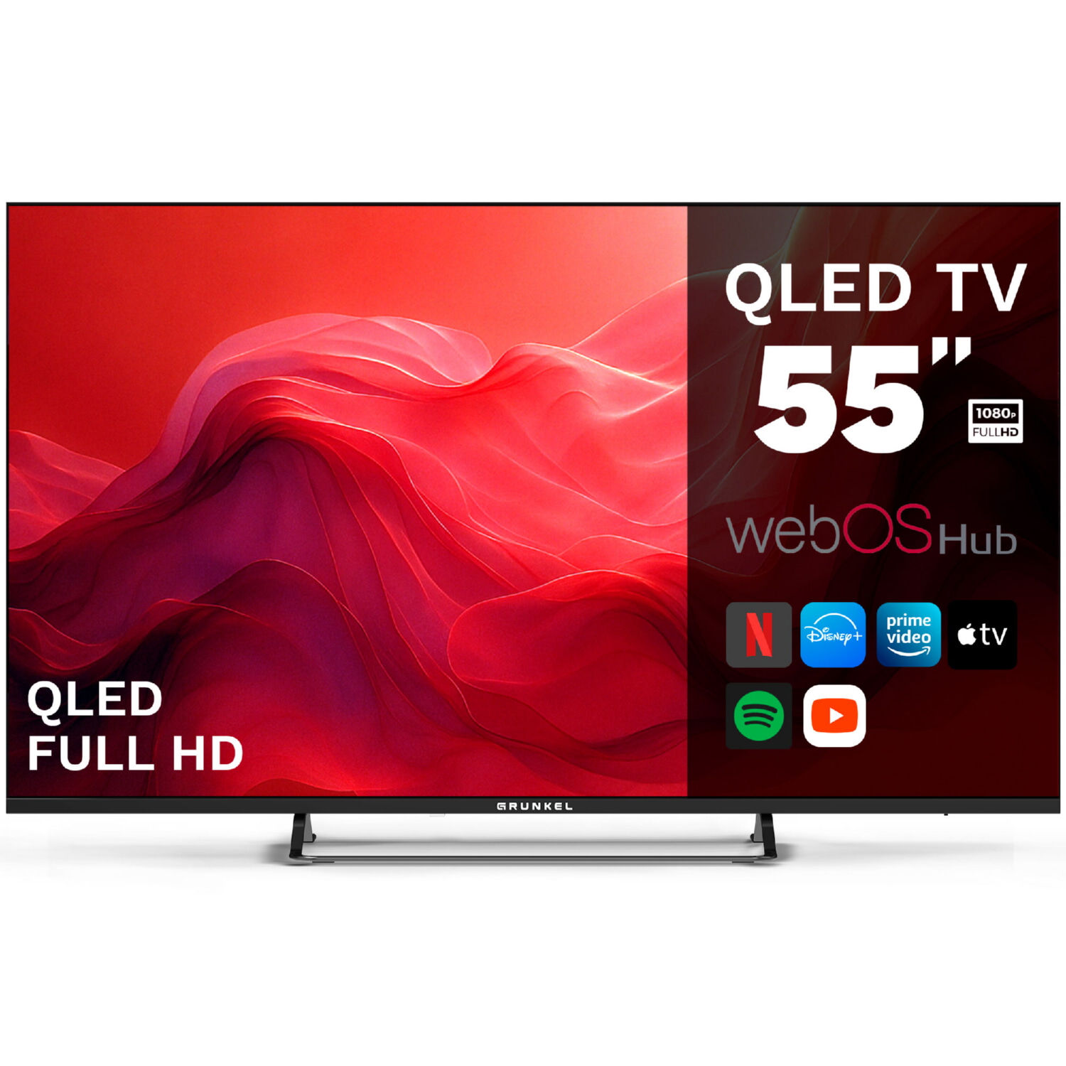 TV QLED 55' - GRUNKEL QLED-5525W, QLED 4K, Smart TV, Black