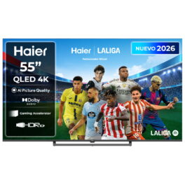 TV QLED 55' - Haier S80G Series H55S80GUX, QLED 4K HDR10, Google TV, AI Picture Quality, Gaming 120Hz, Negro