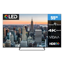 TV QLED 55' - SMART TECH 55QV02K, UHD 4K, ARM CA53 Quad-core @max 1GHz, Smart TV, DVB-T2 (H.265), Negro