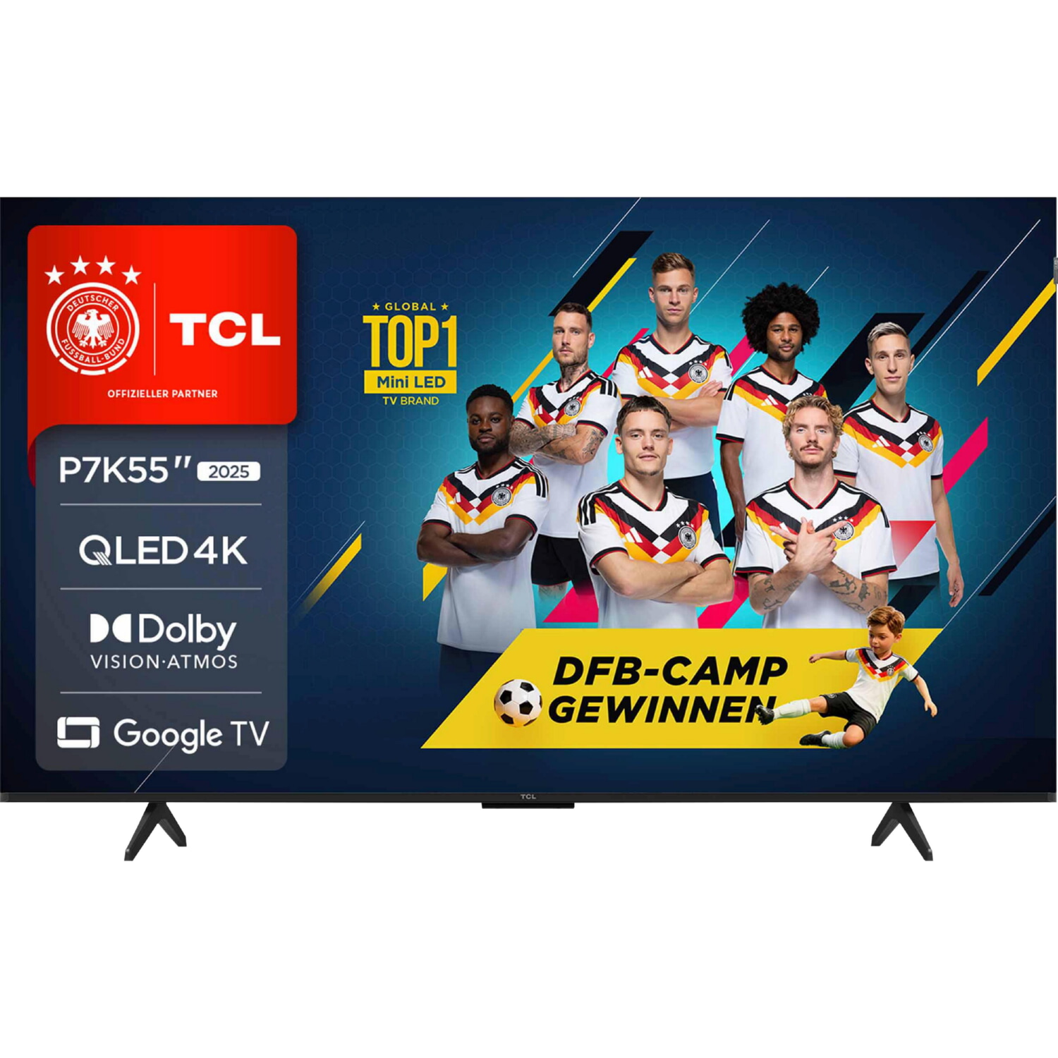 TV QLED 55' - TCL 55P7K/QLED, UHD 4K, AiPQ Processor, Smart TV, DVB-T2 (H.265), Negro