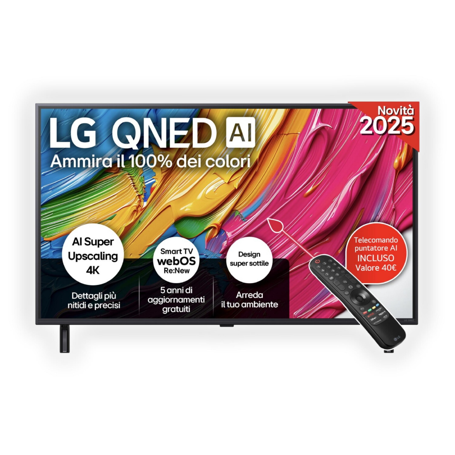 TV QNED - LG 43QNED80A6A.API, UHD 4K, Smart TV, DVB-T2 (H.265), Negro